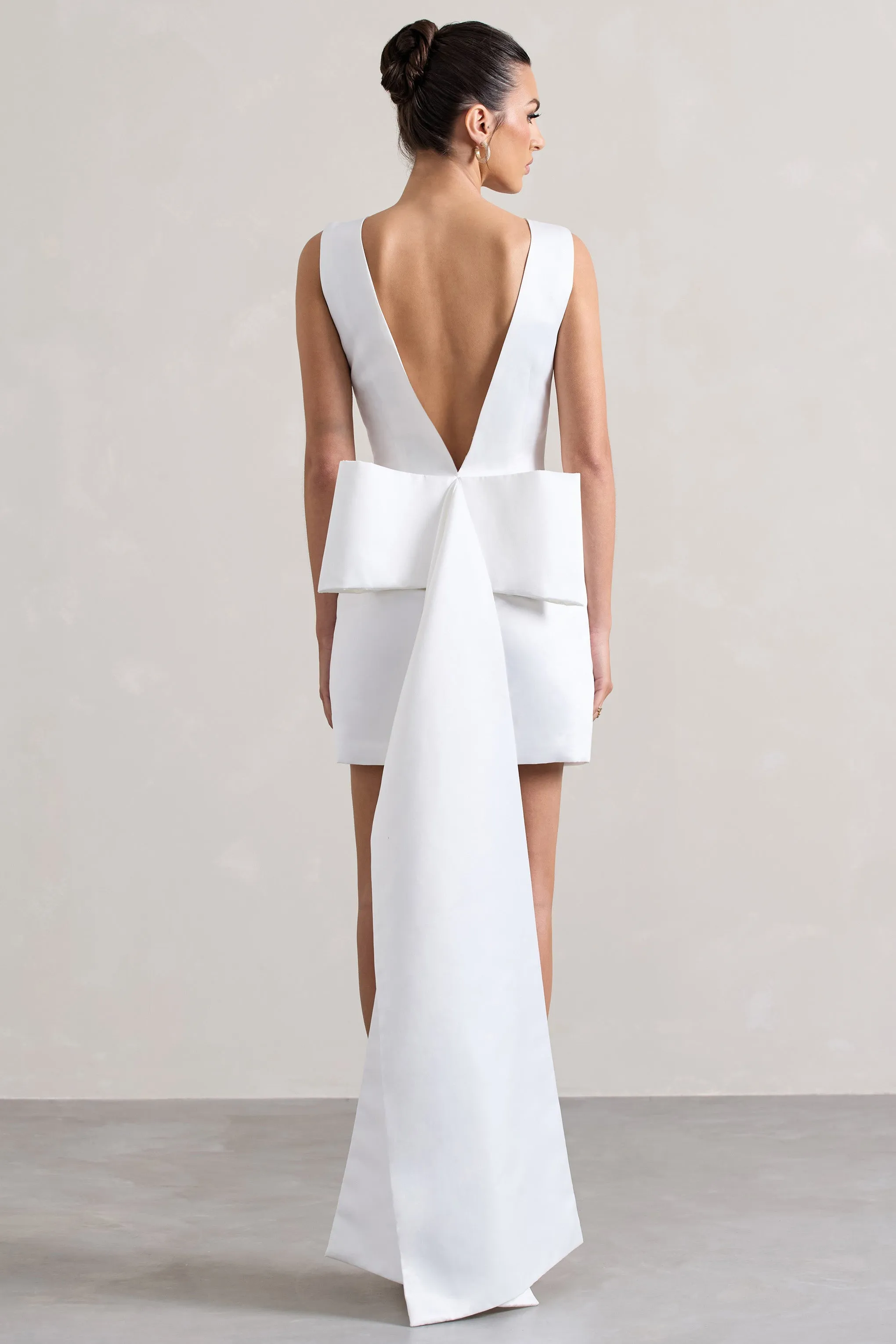 Peace | White Satin Mini Dress With Drape Detail