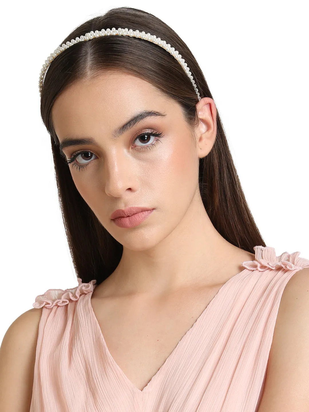 Pearl Studded Golden Hairband Perfect For Cocktail