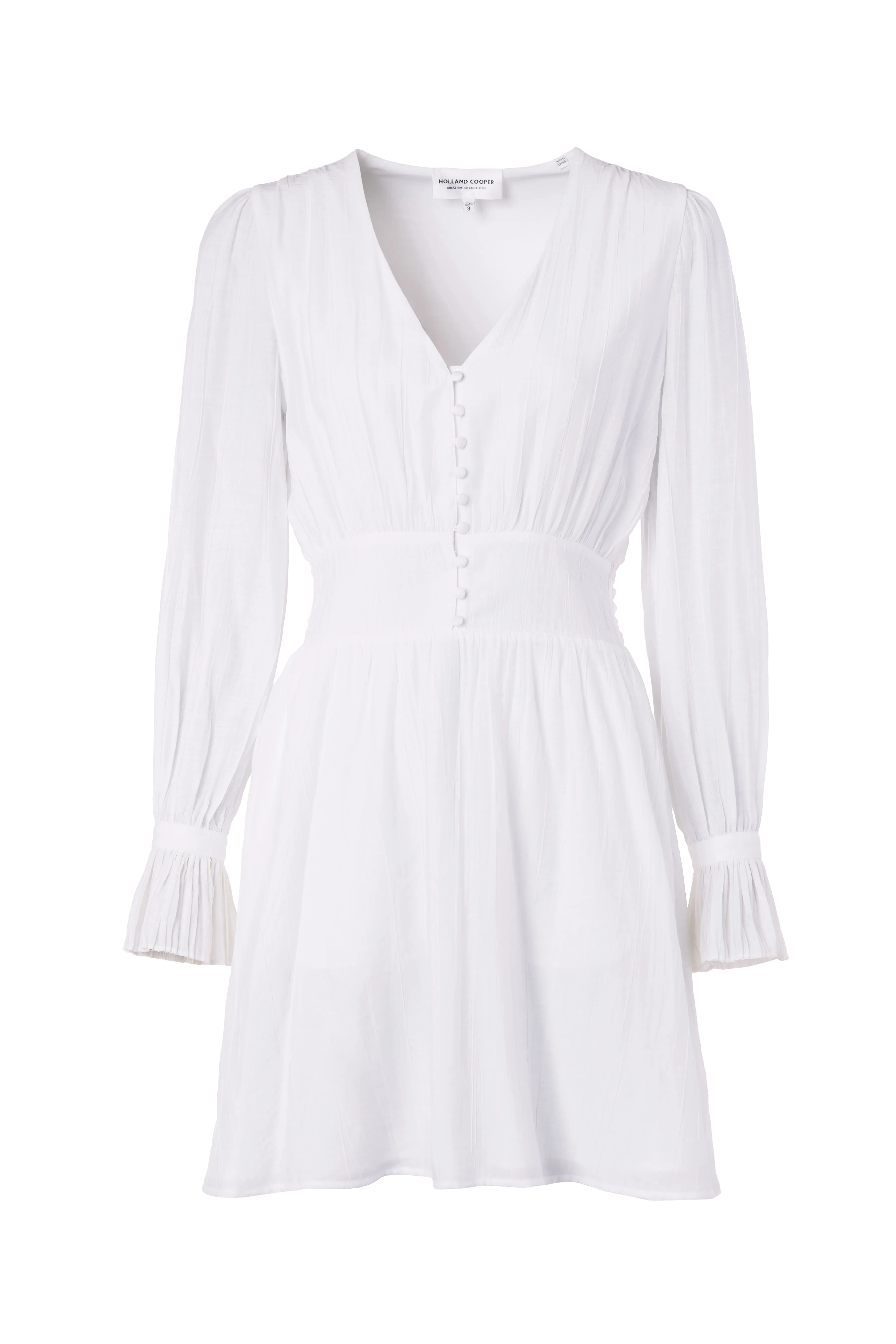 Phoebe V-Neck Mini Dress (White)