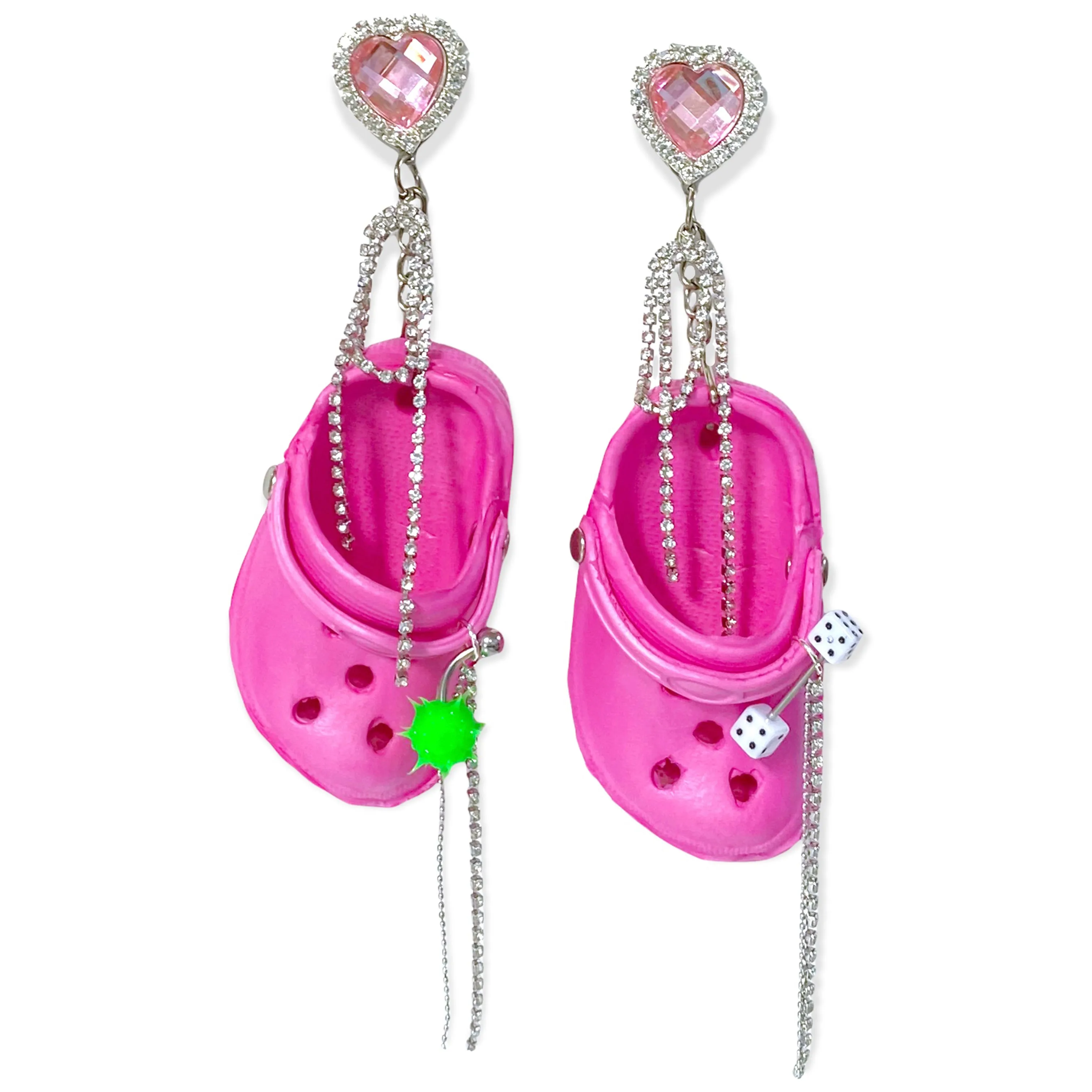 Pink Bedazzled Mini Croc Earrings