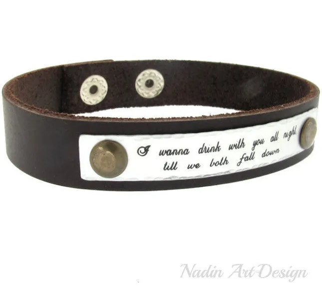 Quote Leather Bracelet - Mens Wristband