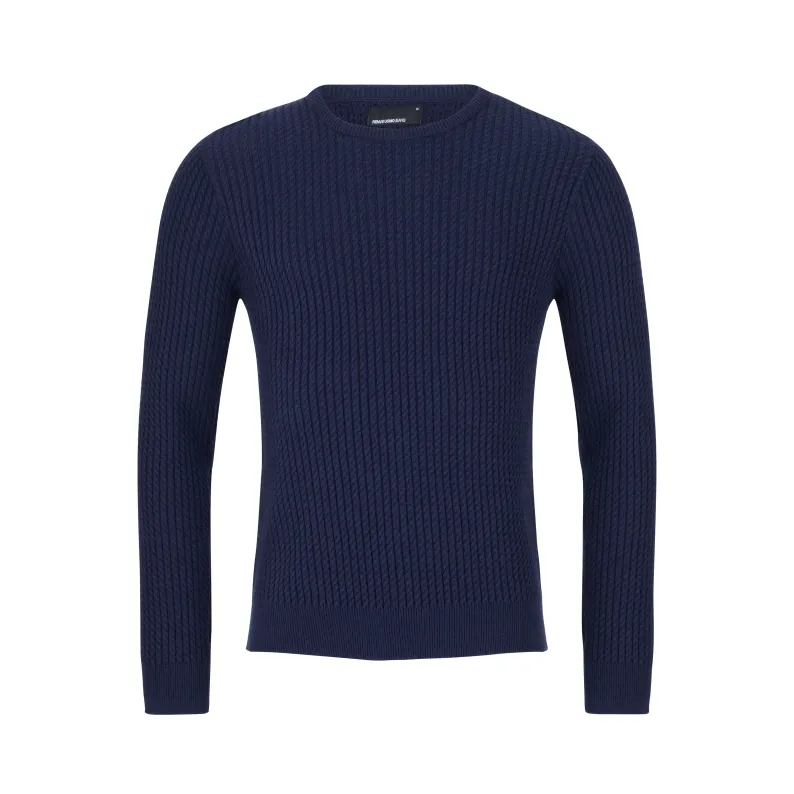 Remus Uomo Tapered Fit Wool-Blend Crew Neck Sweater 58673 - Dark Blue