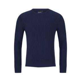 Remus Uomo Tapered Fit Wool-Blend Crew Neck Sweater 58673 - Dark Blue