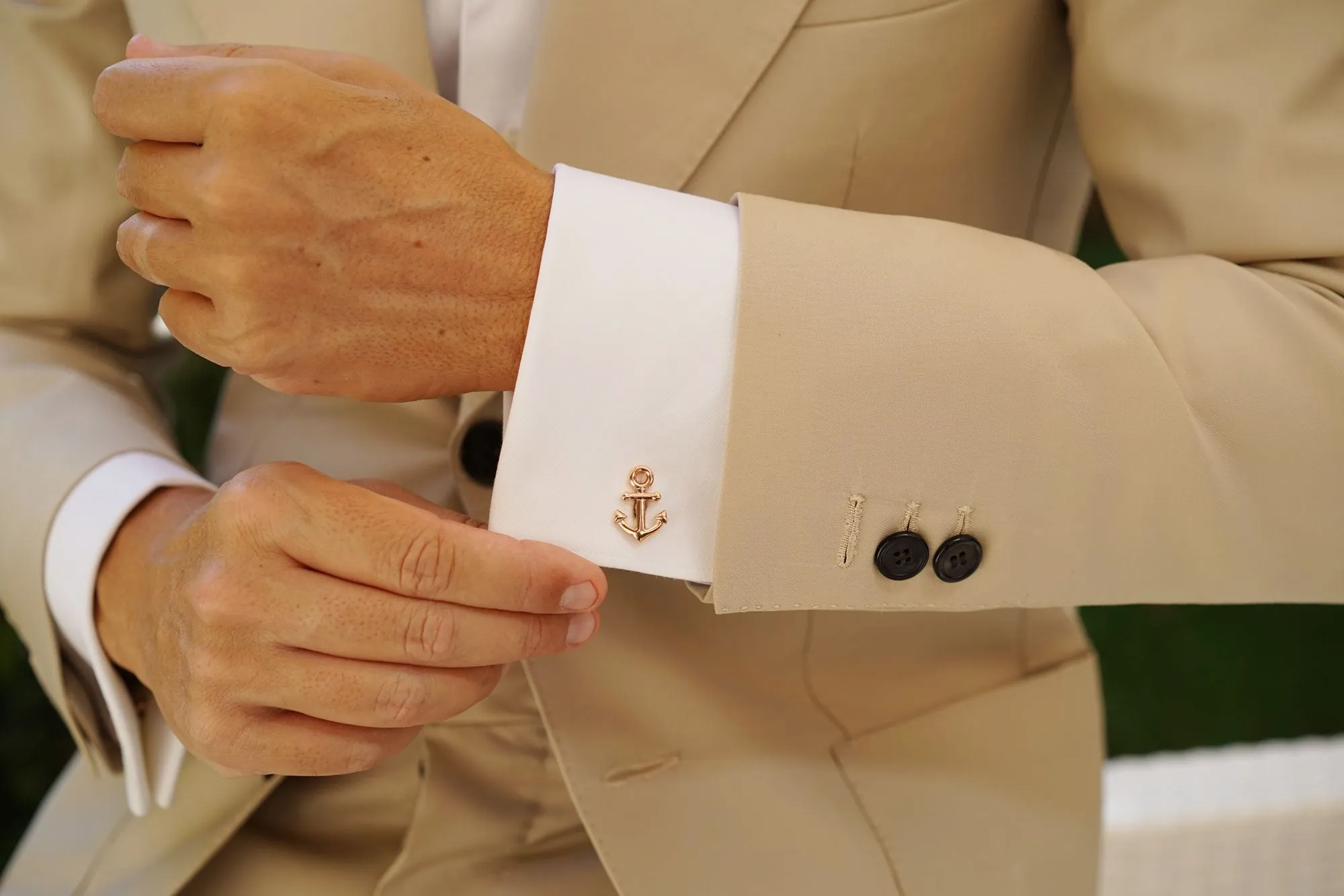 Rose Gold Anchor Cufflinks