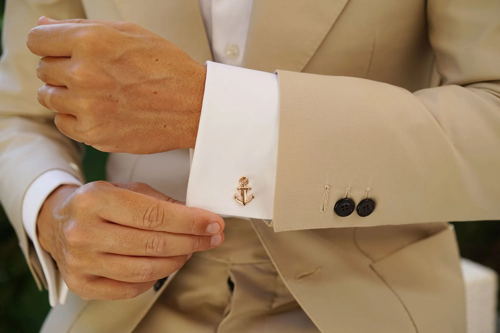 Rose Gold Anchor Cufflinks