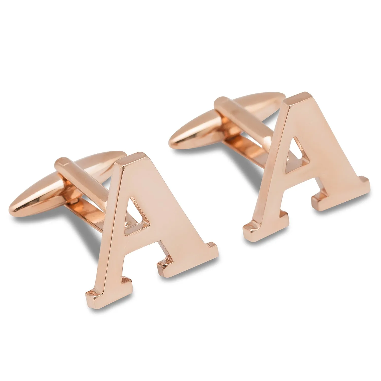 Rose Gold Letter A Cufflinks