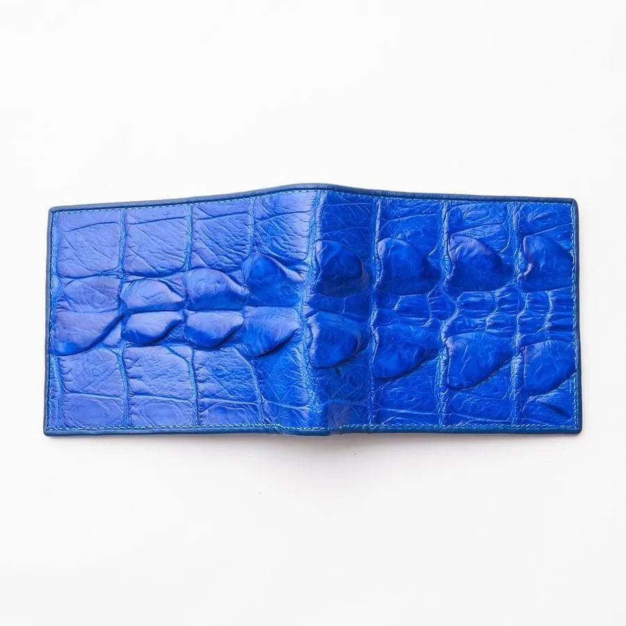 Royal Blue Real Crocodile Tail Skin Mens Wallets