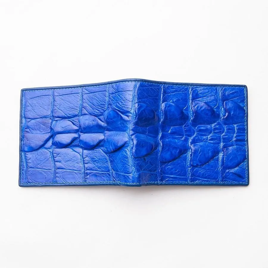 Royal Blue Real Crocodile Tail Skin Mens Wallets