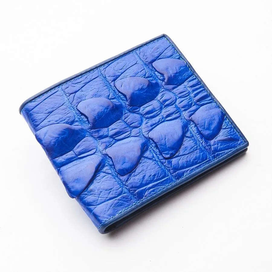 Royal Blue Real Crocodile Tail Skin Mens Wallets