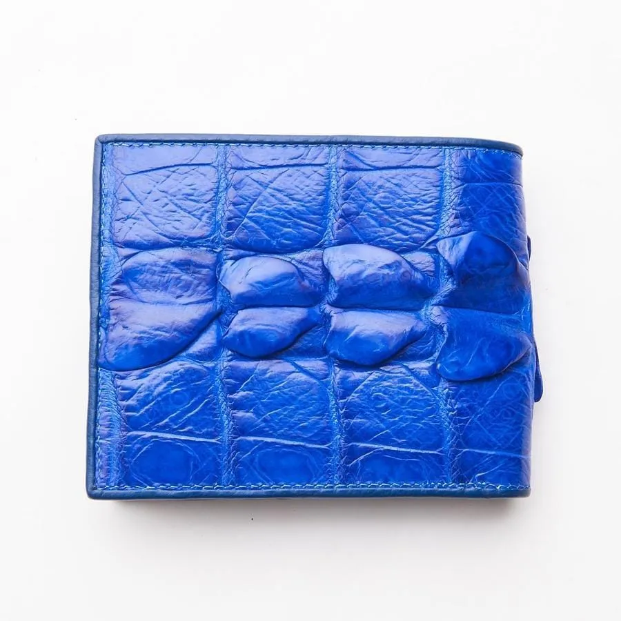 Royal Blue Real Crocodile Tail Skin Mens Wallets