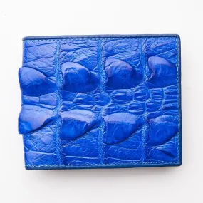 Royal Blue Real Crocodile Tail Skin Mens Wallets