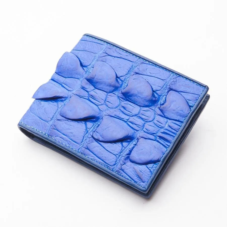 Royal Blue Real Crocodile Tail Skin Mens Wallets