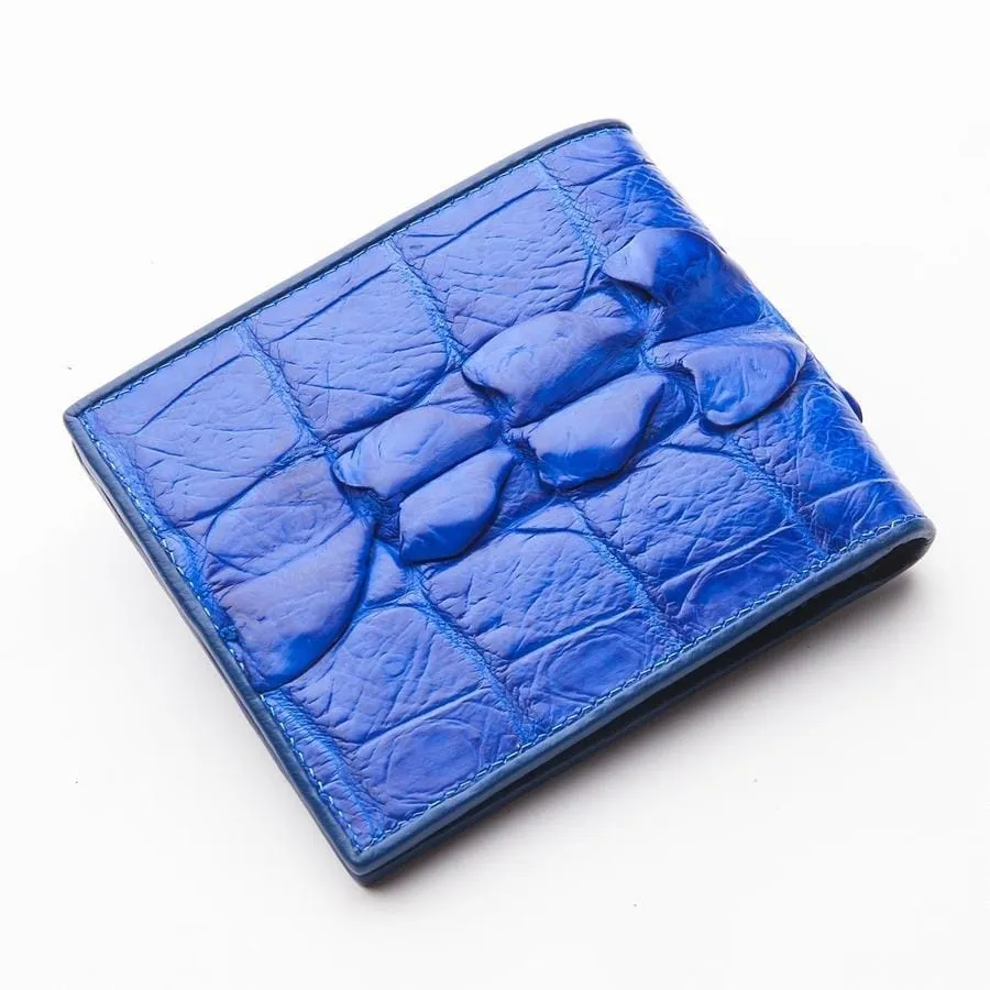 Royal Blue Real Crocodile Tail Skin Mens Wallets