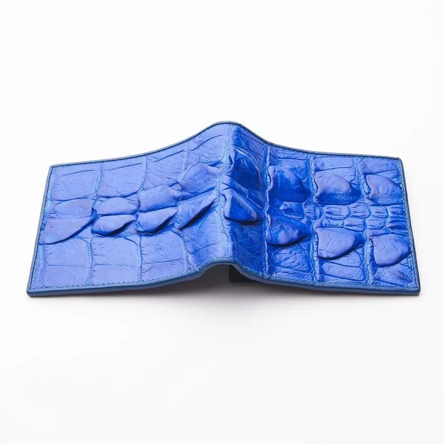 Royal Blue Real Crocodile Tail Skin Mens Wallets