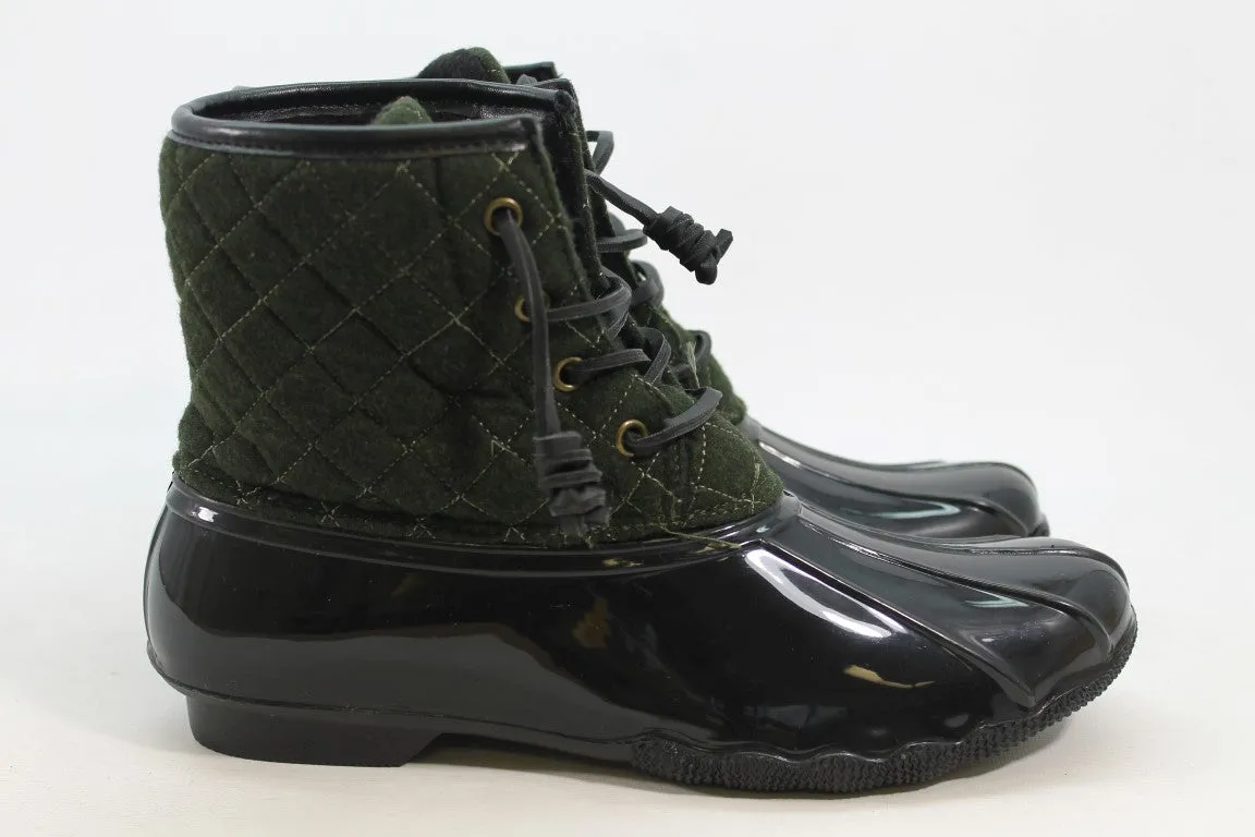 Seven7 Quilted Women's Green/Black Boots 9M(ZAP17640)