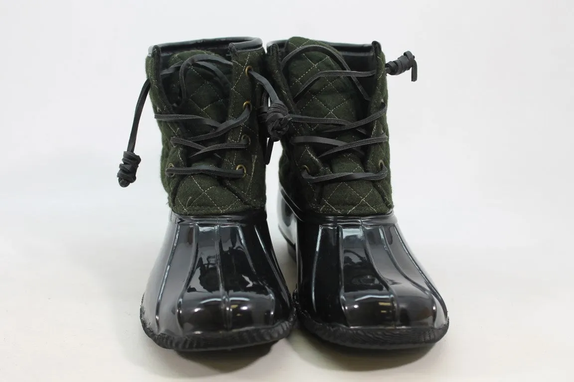 Seven7 Quilted Women's Green/Black Boots 9M(ZAP17640)