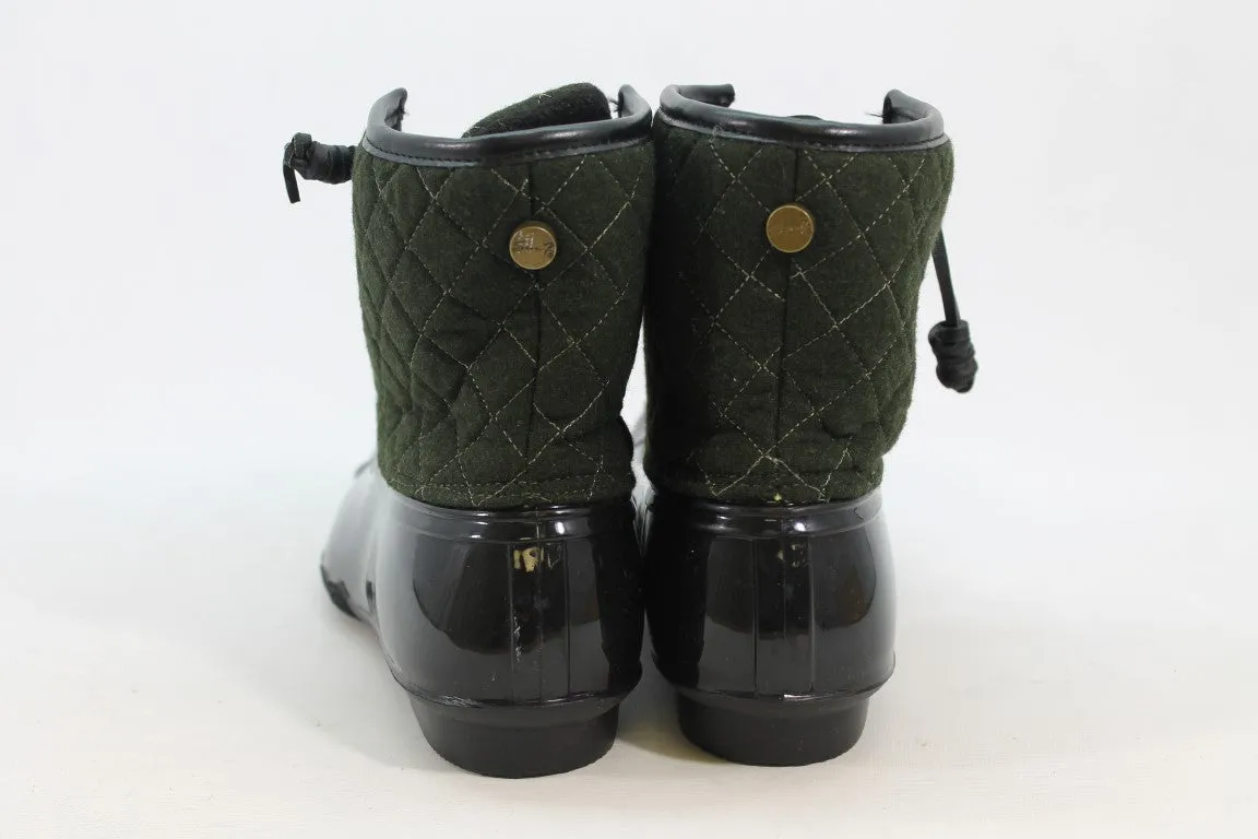 Seven7 Quilted Women's Green/Black Boots 9M(ZAP17640)