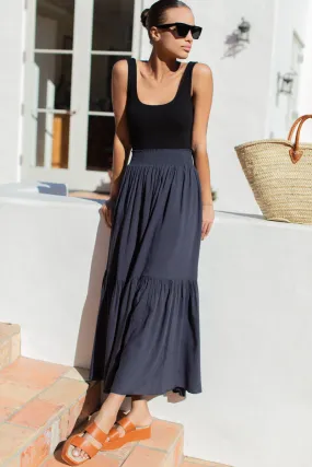 Shirred Skirt - Midnight