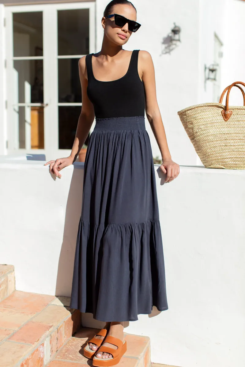 Shirred Skirt - Midnight