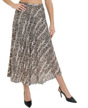 Snake Print Pleated Skirt