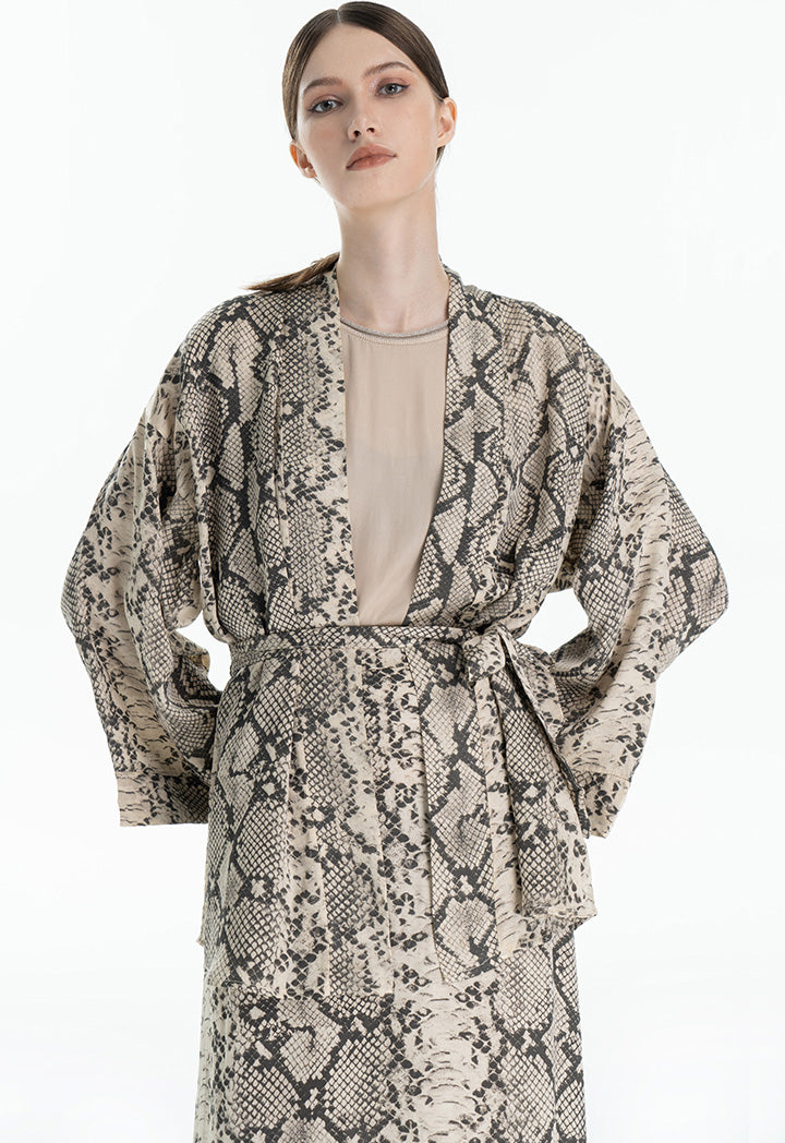 Snake Printed Open Cardigan