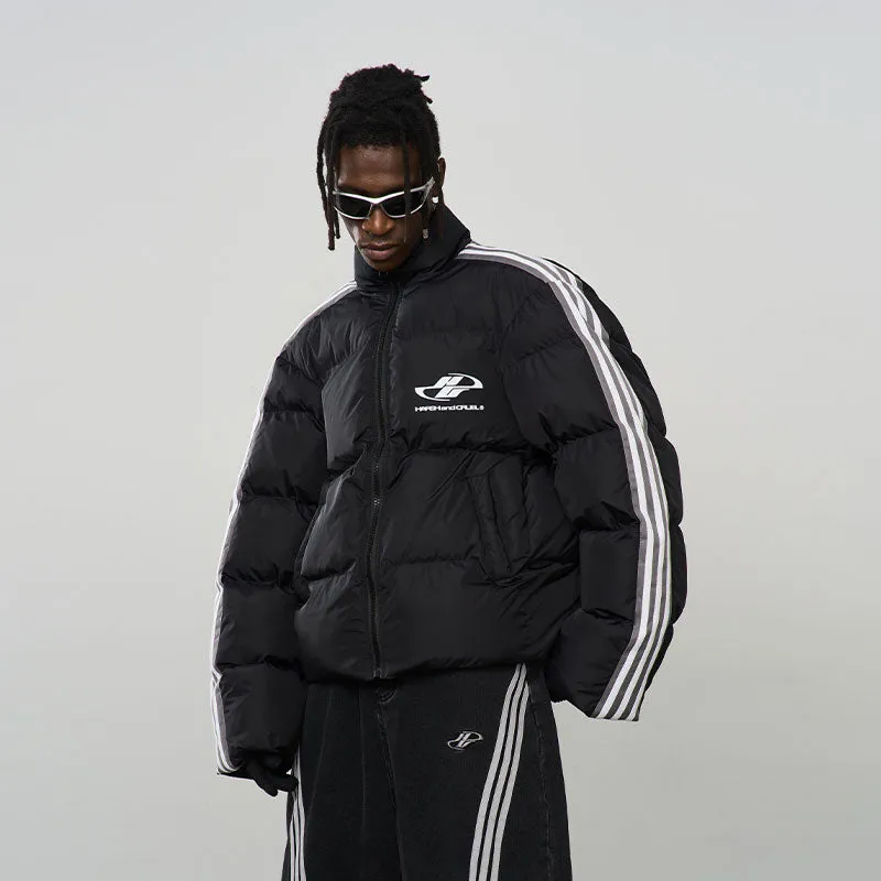 Striped Puffer Logo Jacket