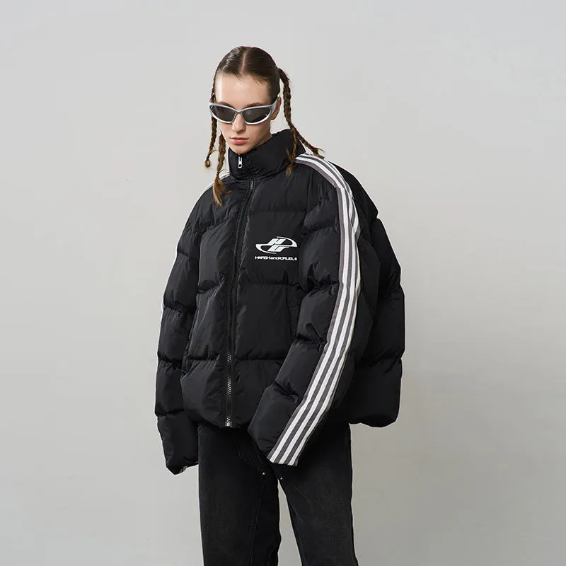 Striped Puffer Logo Jacket