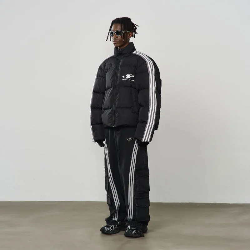 Striped Puffer Logo Jacket