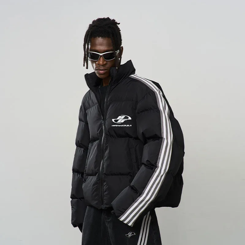 Striped Puffer Logo Jacket