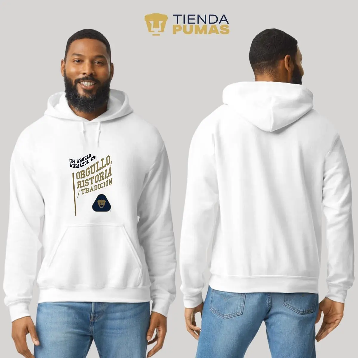 Sudadera Hombre Hoodie  Pumas UNAM Abuelo Auriazul