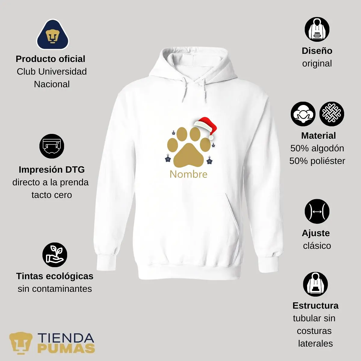 Sudadera Hombre Hoodie  Pumas UNAM Garra