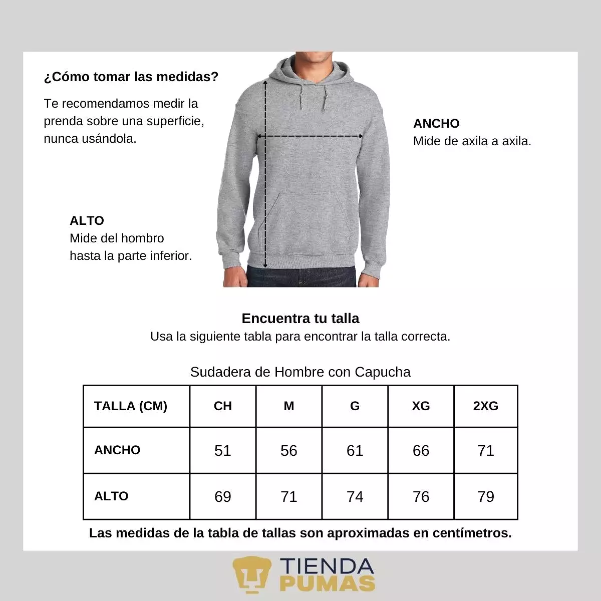 Sudadera Hombre Hoodie  Pumas UNAM Goya Universidad