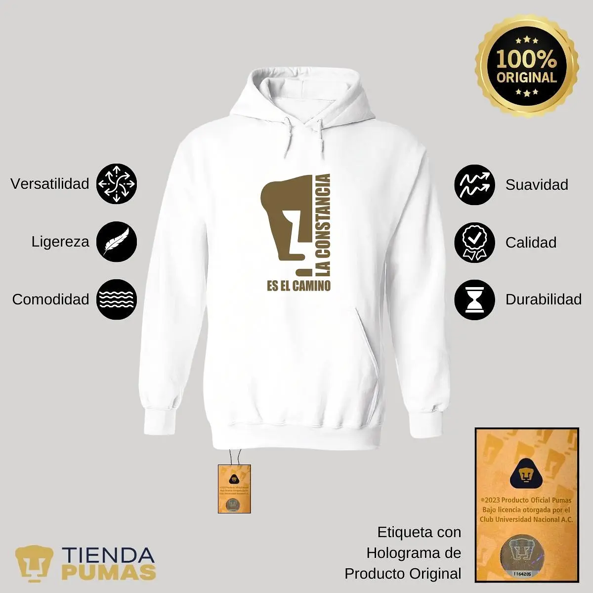 Sudadera Hombre Hoodie  Pumas UNAM La constancia