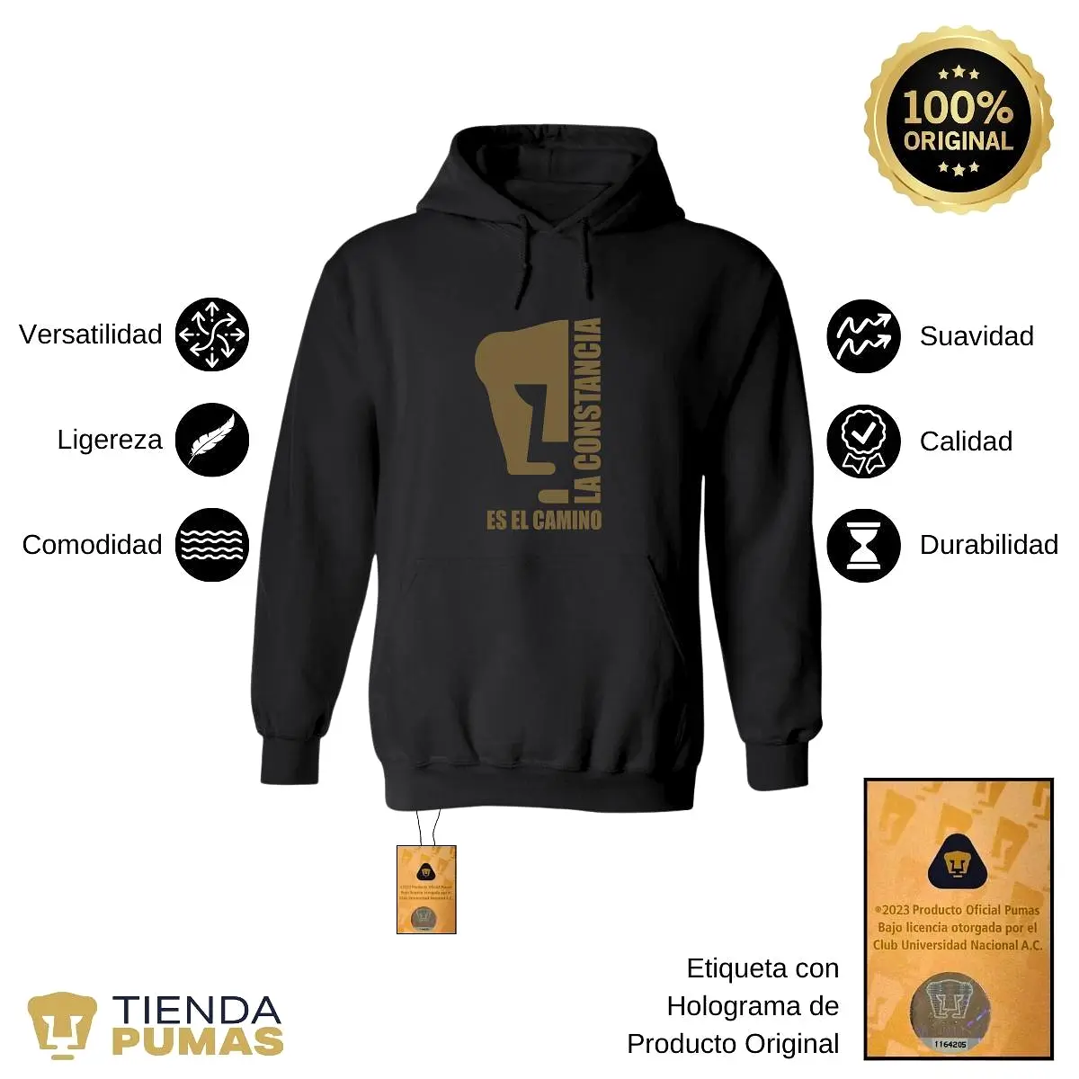 Sudadera Hombre Hoodie  Pumas UNAM La constancia