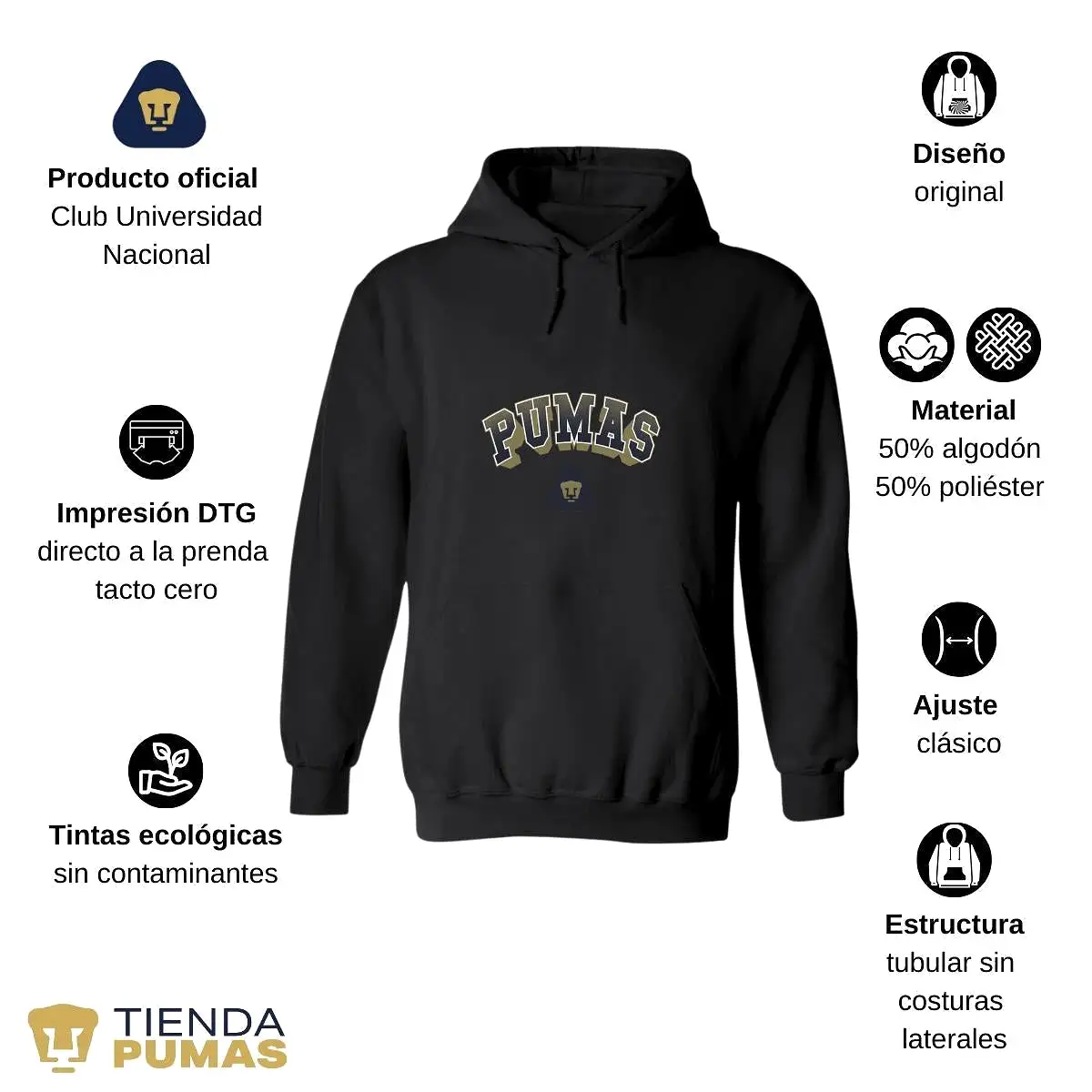 Sudadera Hombre Hoodie  Pumas UNAM Pumas 3D