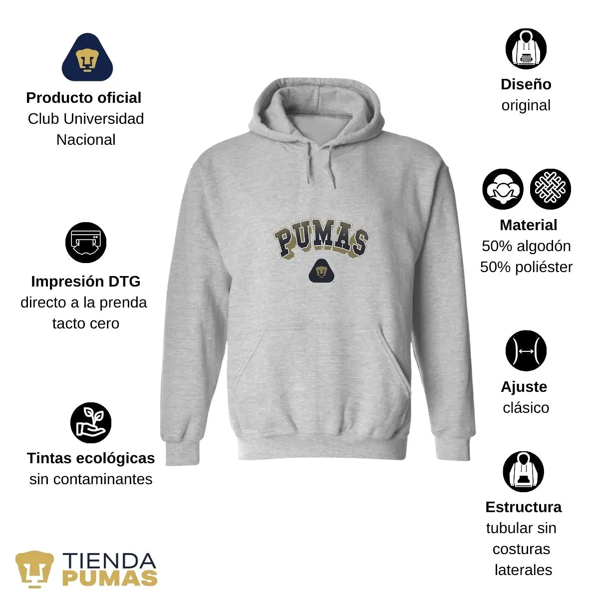 Sudadera Hombre Hoodie  Pumas UNAM Pumas 3D