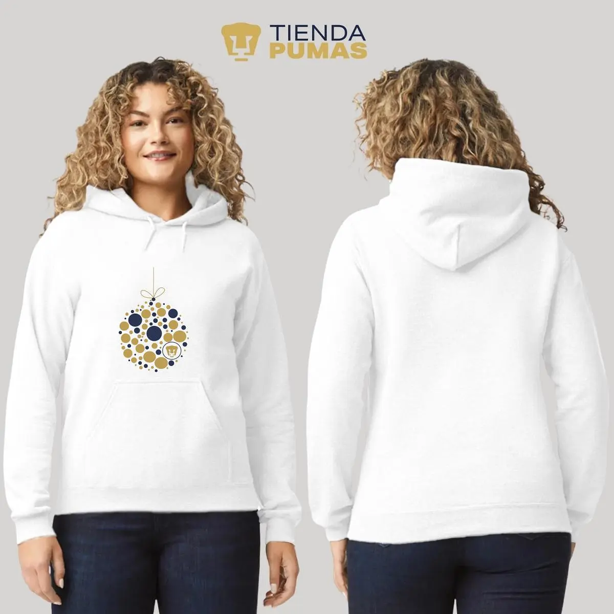 Sudadera Mujer Hoodie  Pumas UNAM Esfera Navidad