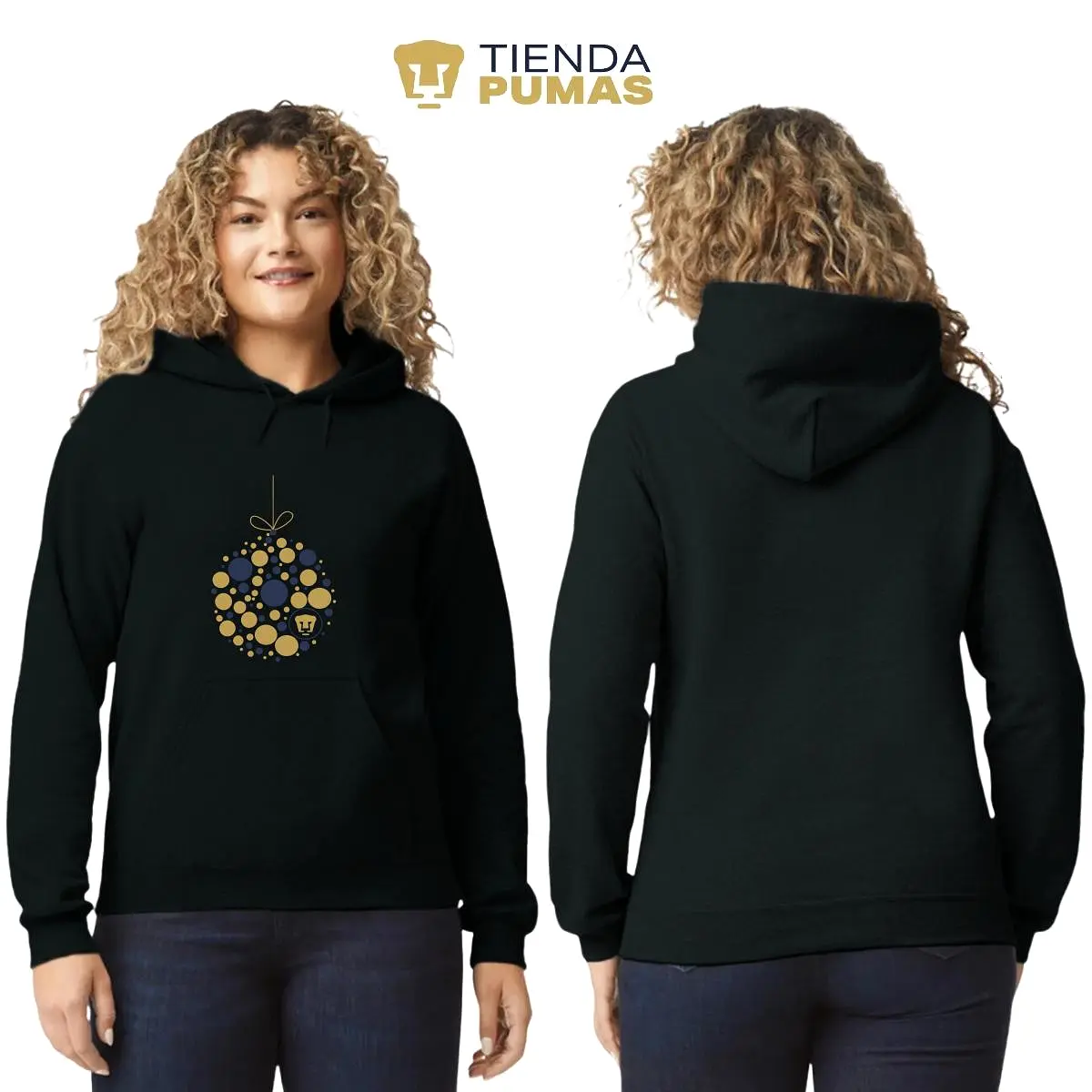 Sudadera Mujer Hoodie  Pumas UNAM Esfera Navidad