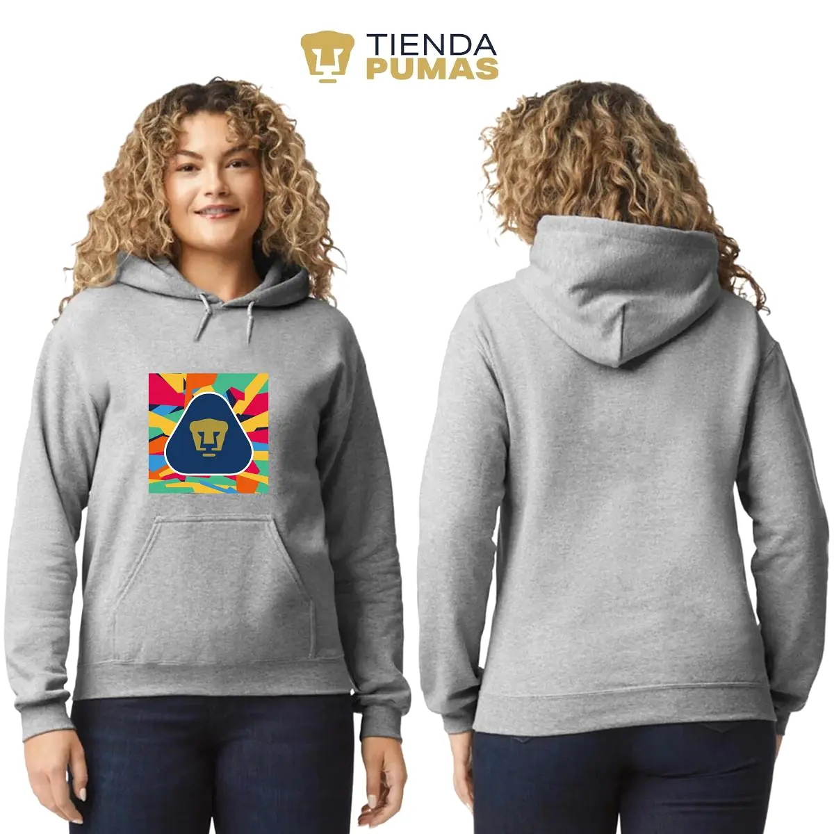 Sudadera Mujer Hoodie  Pumas UNAM Logo Multicolor