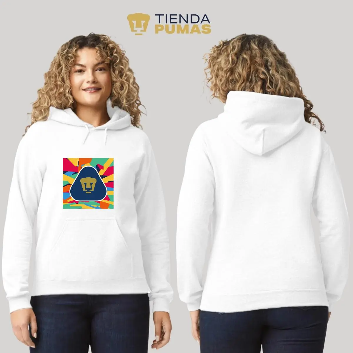 Sudadera Mujer Hoodie  Pumas UNAM Logo Multicolor