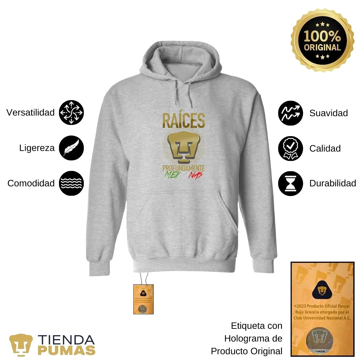 Sudadera Mujer Hoodie  Pumas UNAM Raíces