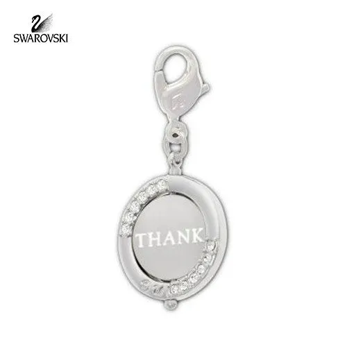 Swarovski Clear Crystal Jewelry THANK YOU Charm Rhodium #1161015