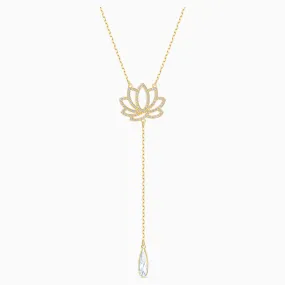 Swarovski Jewelry SYMBOLIC LOTUS Y NECKLACE, White, Gold Tone -5521468