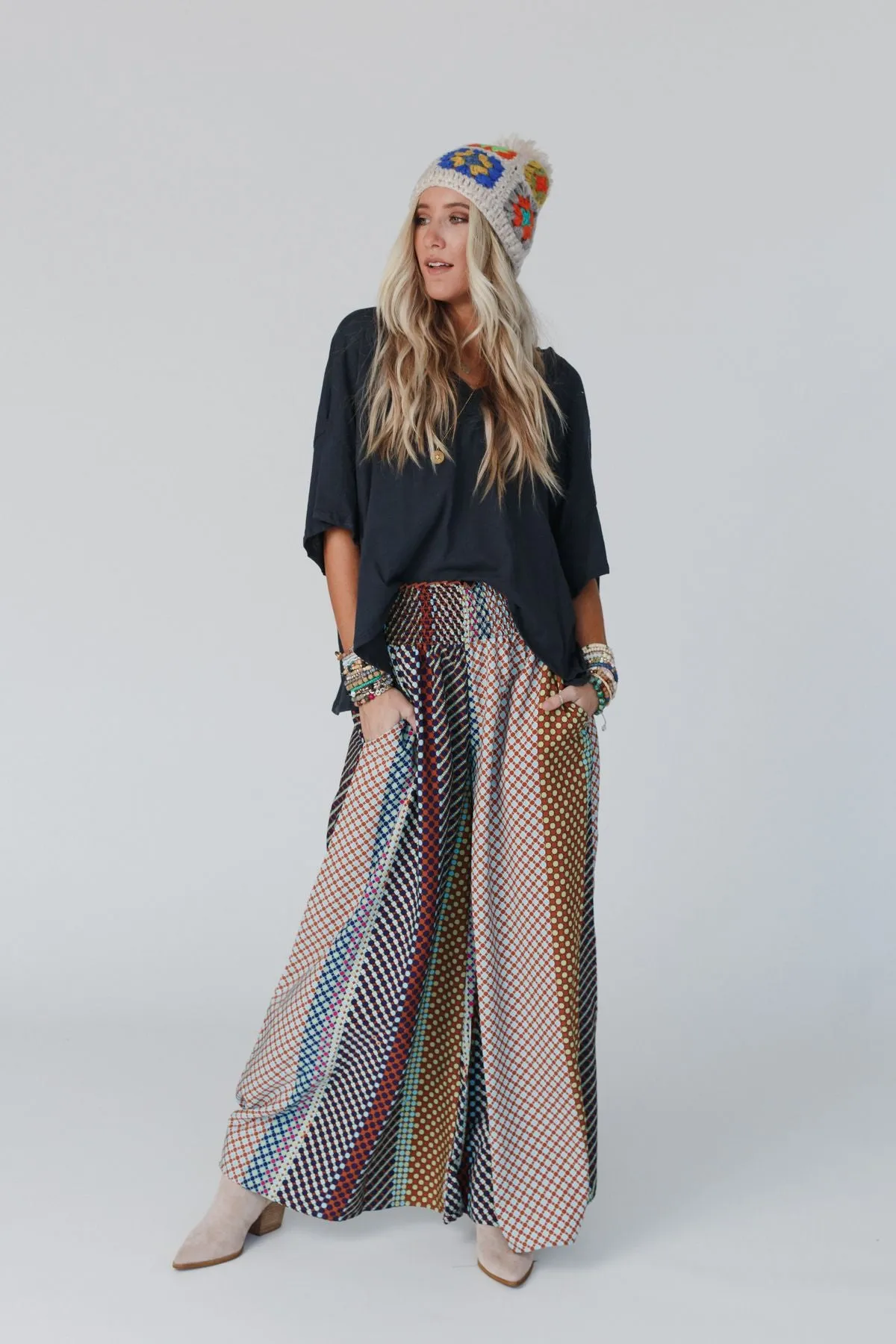 Sweet Surrender Wide Leg Printed Pants - Multicolor