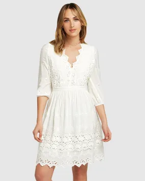 Sweet Talk Eyelet Mini Dress - White