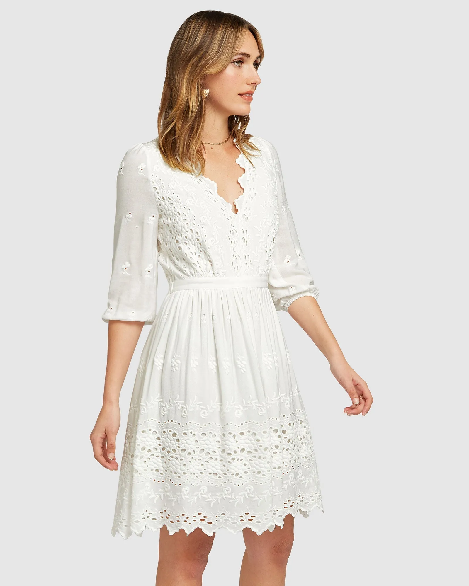 Sweet Talk Eyelet Mini Dress - White