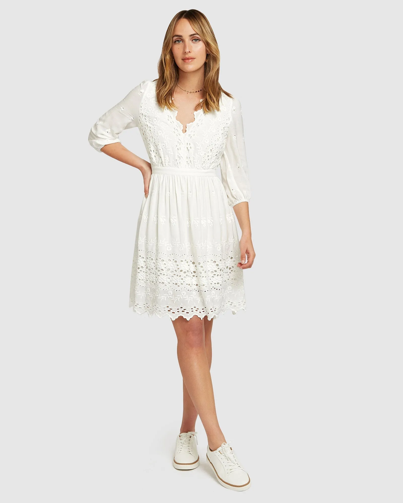 Sweet Talk Eyelet Mini Dress - White