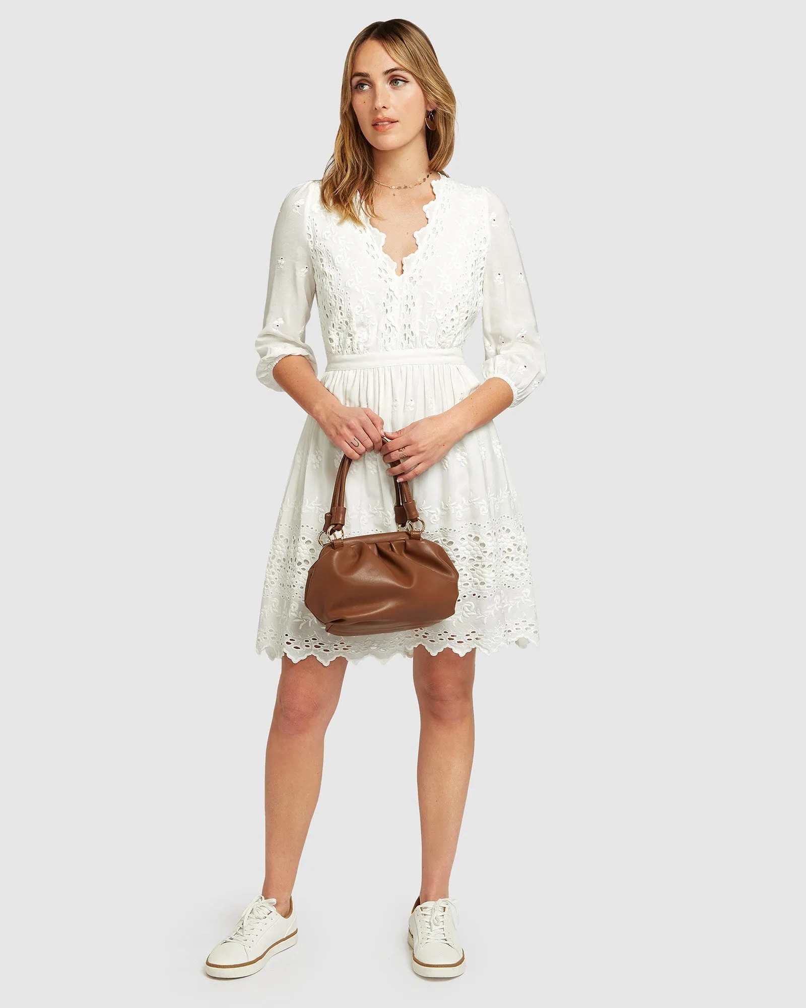 Sweet Talk Eyelet Mini Dress - White