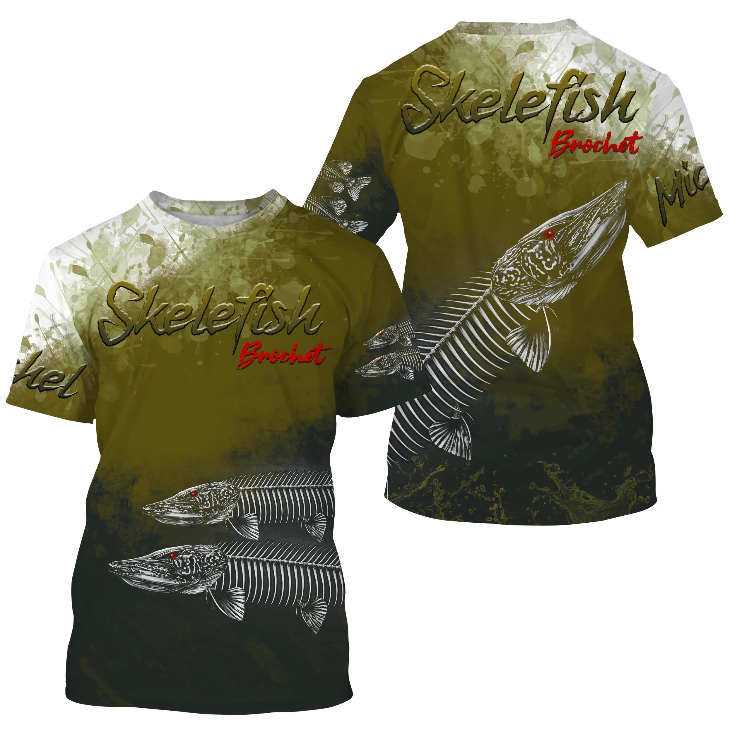 T-Shirt Anti UV Personnalisé Pêche, Cadeau Original Pêcheur, Skelefish Brochet - CT30072228