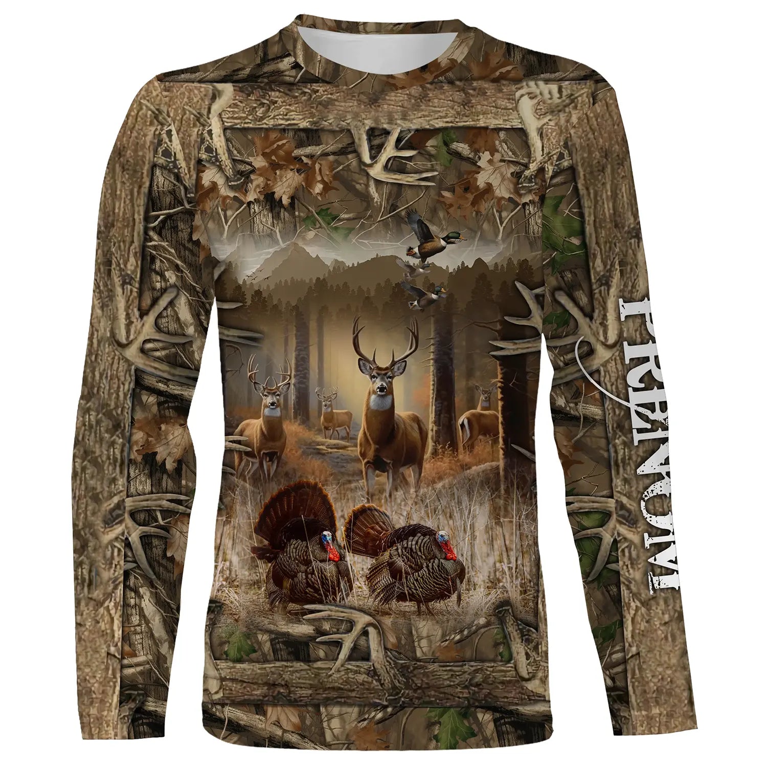 T-shirt Camouflage Chasse Au Cerf, Corne De Cerf, Cadeau Personnalisé Chasseur - CT07092237